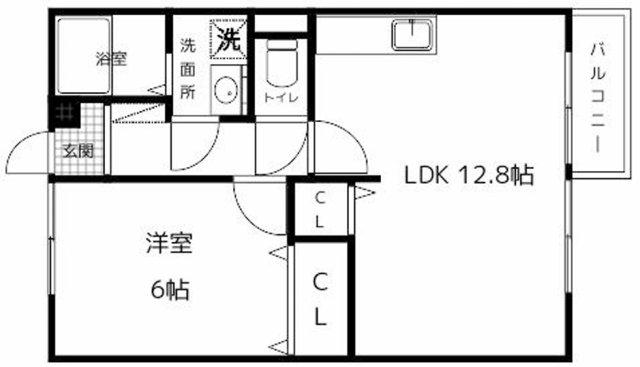 コーポモトカワII(1LDK/2階)の間取り写真
