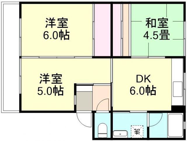 ハーベスト川入(3DK/2階)の間取り写真