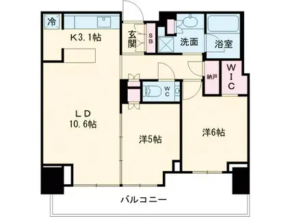 ベイシティタワーズ神戸イースト(2LDK/13階)の間取り写真