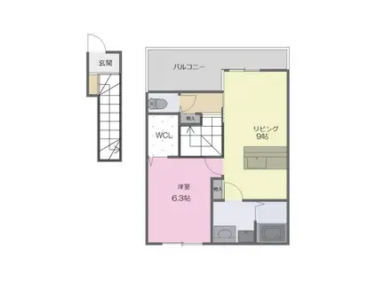 LOTUS新居(1LDK/2階)の間取り写真