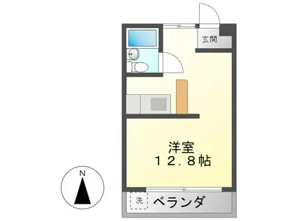 森ハイツ(ワンルーム/2階)の間取り写真