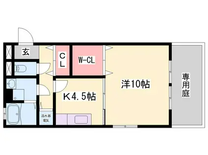 プランドール今在家 A棟(1K/1階)の間取り写真