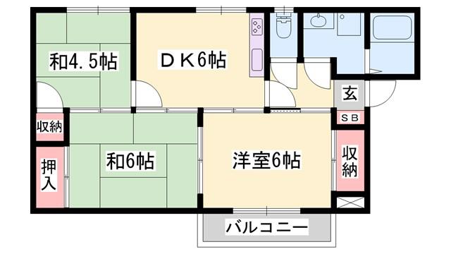ドリーム(3DK/1階)の間取り写真