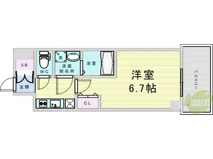 MAXIV CROS 江坂(1K/5階)の間取り写真
