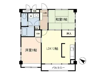 ベルフォーレ壱番館(2LDK/1階)の間取り写真