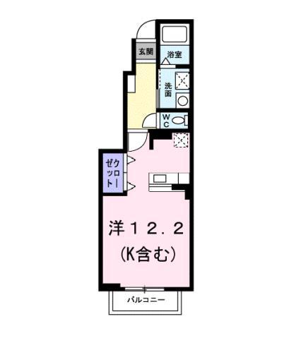 アイリス(ワンルーム/1階)の間取り写真