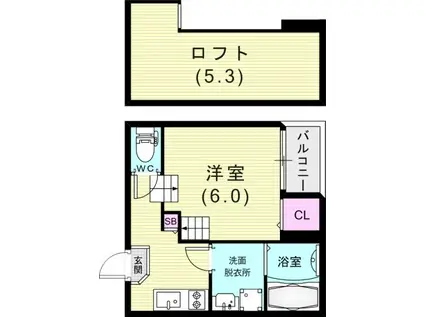 ハーモニーテラス神田町(1K/1階)の間取り写真