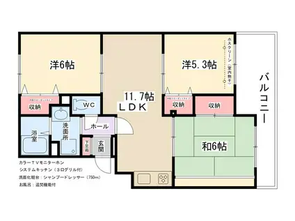 シルキーC(3LDK/3階)の間取り写真
