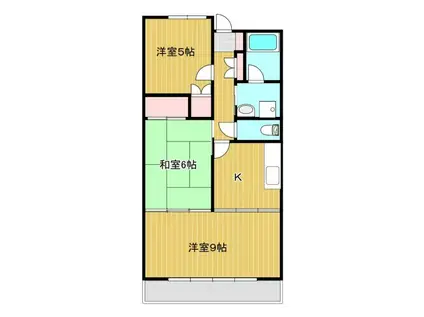 コーポラス太子堂II(3K/2階)の間取り写真