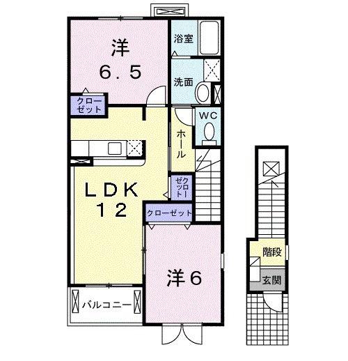 エレヴァートピアB(2LDK/2階)の間取り写真