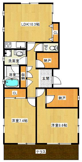 サンハイツ山本(2LDK/2階)の間取り写真