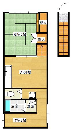 己斐本町(2DK/2階)の間取り写真