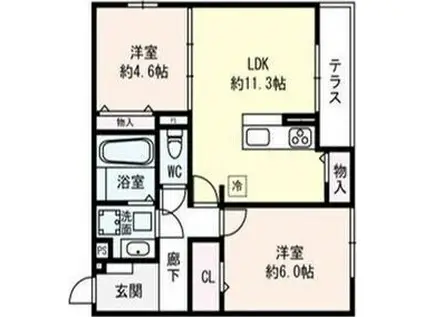 FLAT COMFY 豊中(2LDK/2階)の間取り写真