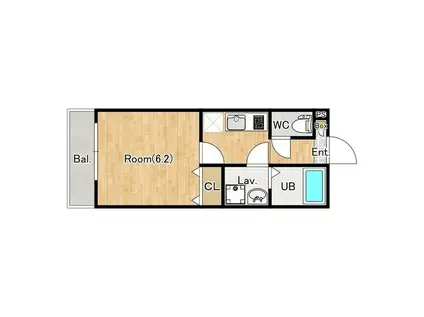 ジーメゾン草加サウス(1K/1階)の間取り写真