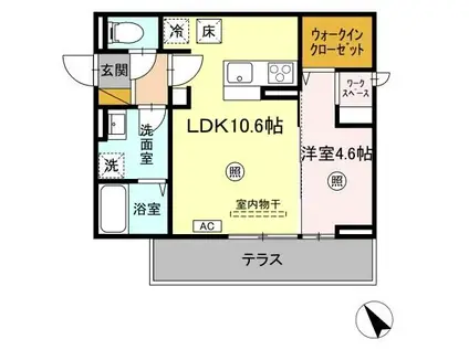 エルブ・バレ(1LDK/1階)の間取り写真