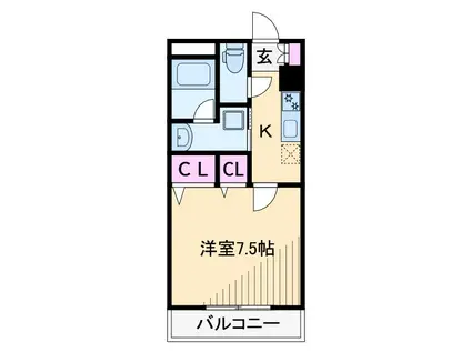 ビューサイト横浜(1K/9階)の間取り写真