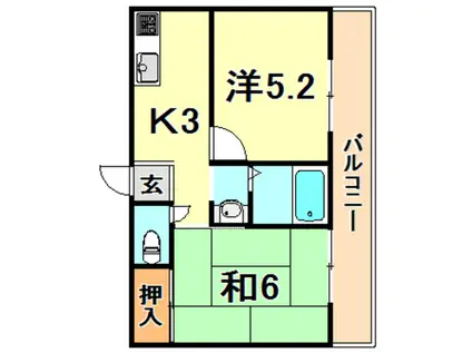 ダイバーシティ神戸長田A棟(2K/5階)の間取り写真