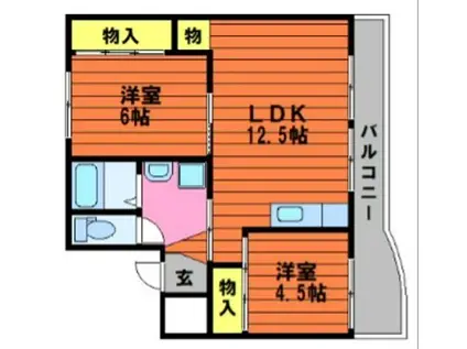 KAI TERRACE II(2LDK/2階)の間取り写真