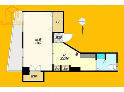 益谷ハイツ(1K/2階)の間取り写真