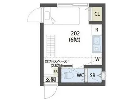 シエスタヴィラ上鷺宮の杜イースト棟(ワンルーム/2階)の間取り写真