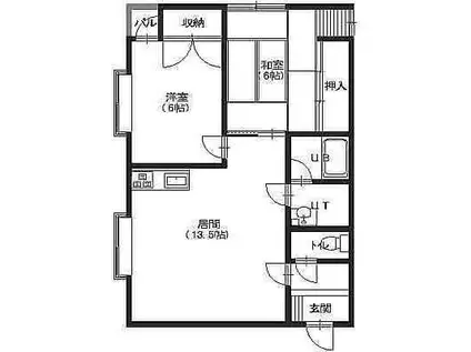 プレジデント川原(2LDK/1階)の間取り写真