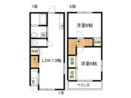 パセオ長沢(2LDK/1階)の間取り写真