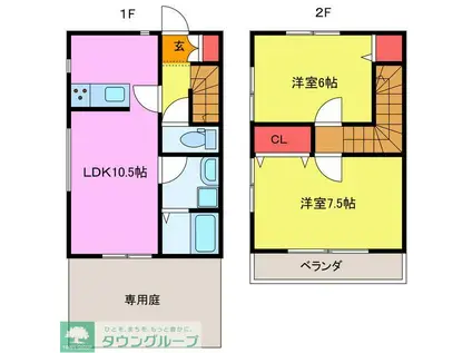 フロレゾンアサウミ(2LDK/1階)の間取り写真