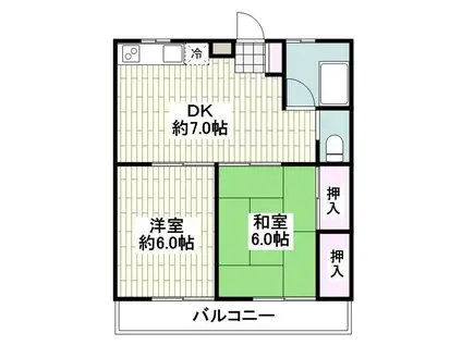 大岡ビル(2DK/4階)の間取り写真