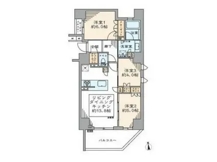 リストレジデンス浅草国際通(3LDK/10階)の間取り写真