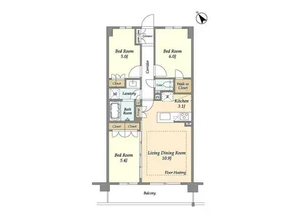 センチュリー尾山台グレイス(3LDK/4階)の間取り写真