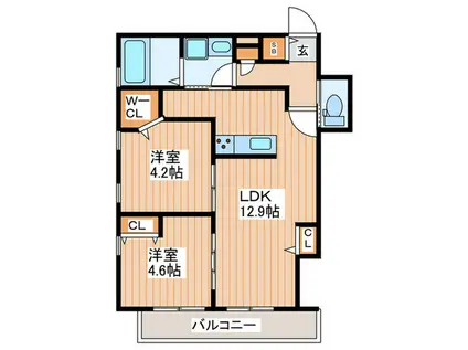 リースコート鴫野(2LDK/2階)の間取り写真