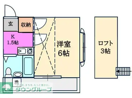 ミユテ北坂戸(1K/2階)の間取り写真