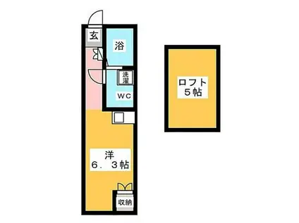 ブラウニー戸塚(ワンルーム/2階)の間取り写真