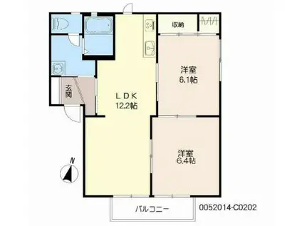 ピアッツァ若楠 C棟(2LDK/1階)の間取り写真