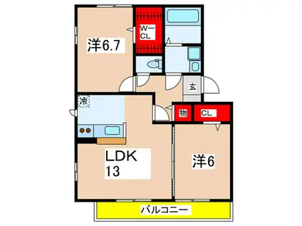 ERICAII(2LDK/3階)の間取り写真