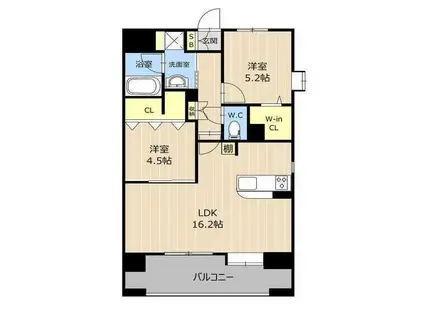 グランシャリオ新町(2LDK/4階)の間取り写真