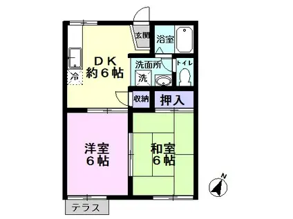 丘の上ハイツ(2DK/2階)の間取り写真