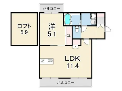 MICA ELENO(1LDK/1階)の間取り写真