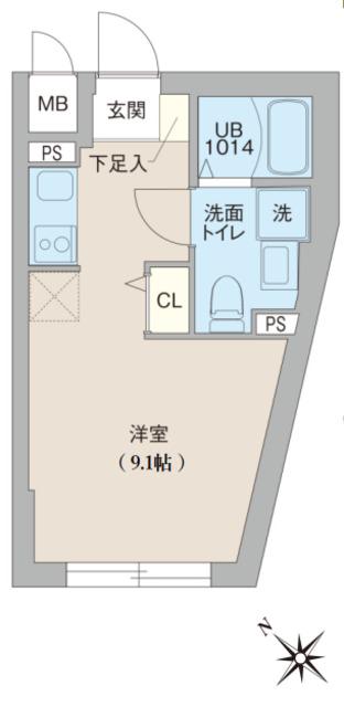 クリオ ラモード目黒洗足(1K/3階)の間取り写真