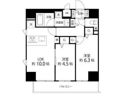 SAION町屋 旧レフィールオーブ町屋駅前(2LDK/15階)の間取り写真