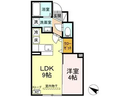 グランモア三好 A(1LDK/1階)の間取り写真