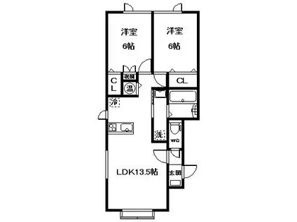 TIARA(2LDK/1階)の間取り写真