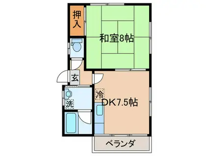 コスモハイツ(1DK/1階)の間取り写真