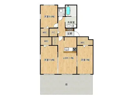 クロノス55東野(3LDK/1階)の間取り写真