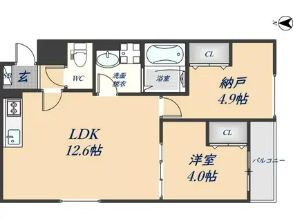 CASA花園(2LDK/1階)の間取り写真
