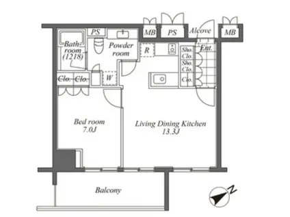 オーパスレジデンス恵比寿(1LDK/2階)の間取り写真