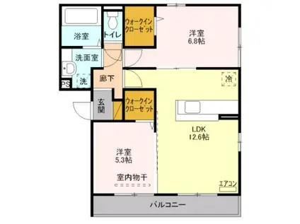 アミティエI(2LDK/2階)の間取り写真