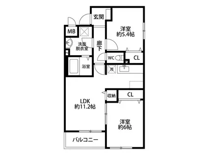 セカンドステージZERO(2LDK/4階)の間取り写真