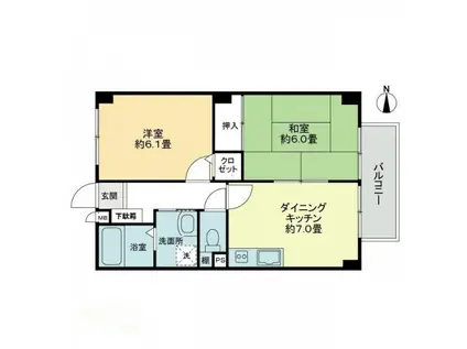 フォブールS&N(2DK/1階)の間取り写真