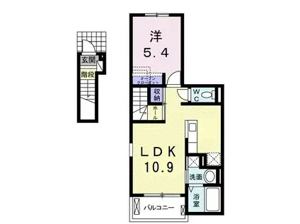 クラールWATANABEI(1LDK/2階)の間取り写真